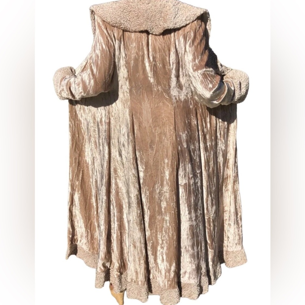 Rare Vintage Chayes Beige Crushed Velvet Princess Coat Robe - Picture 8 of 14